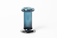 Elegant Decorative Glass Vase by French Artist circa 1970 Blue Glass Color