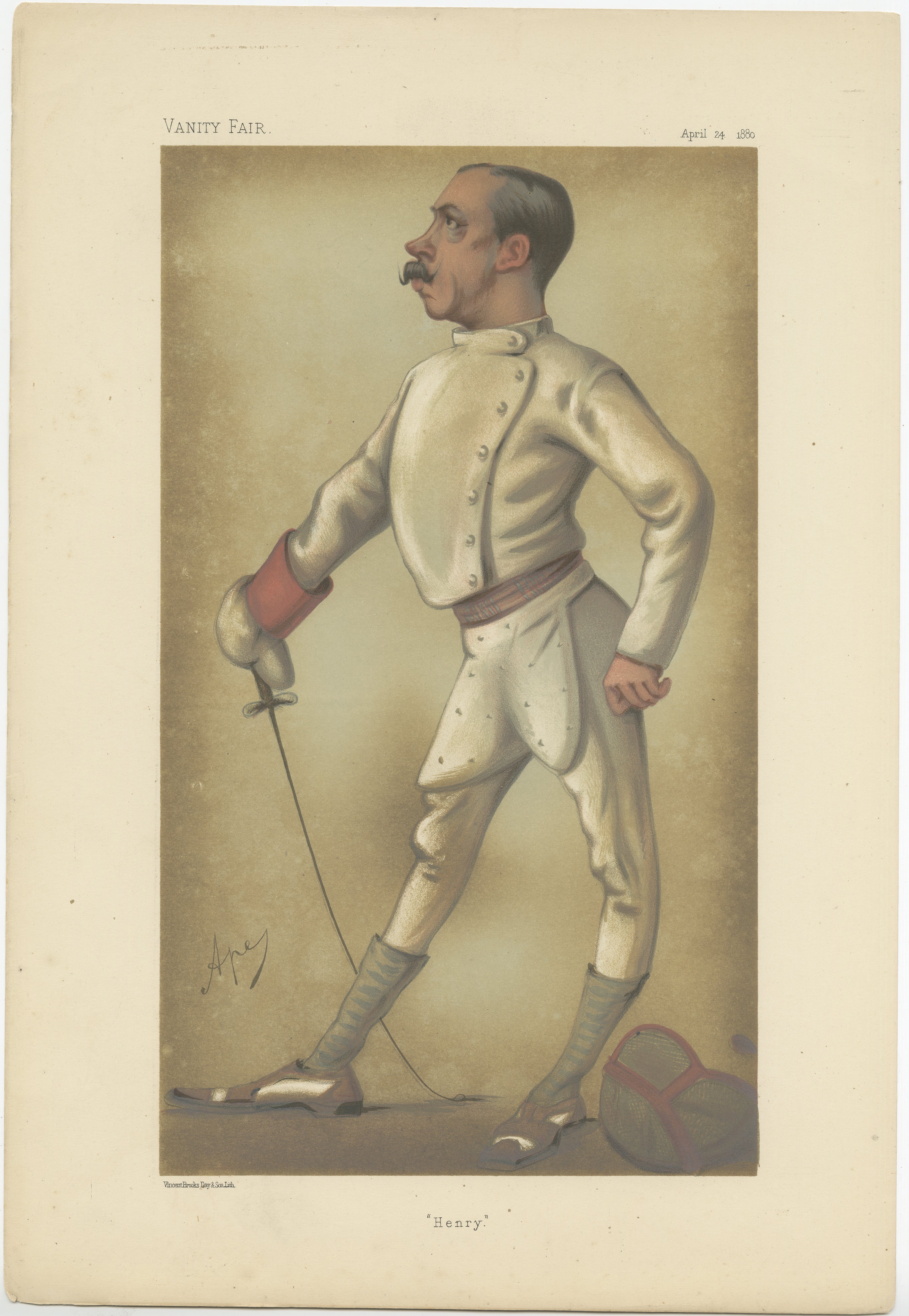 Diese Illustration ist ein schönes Beispiel aus Vanity Fair vom 24. April 1880. Es zeigt einen Herrn namens 