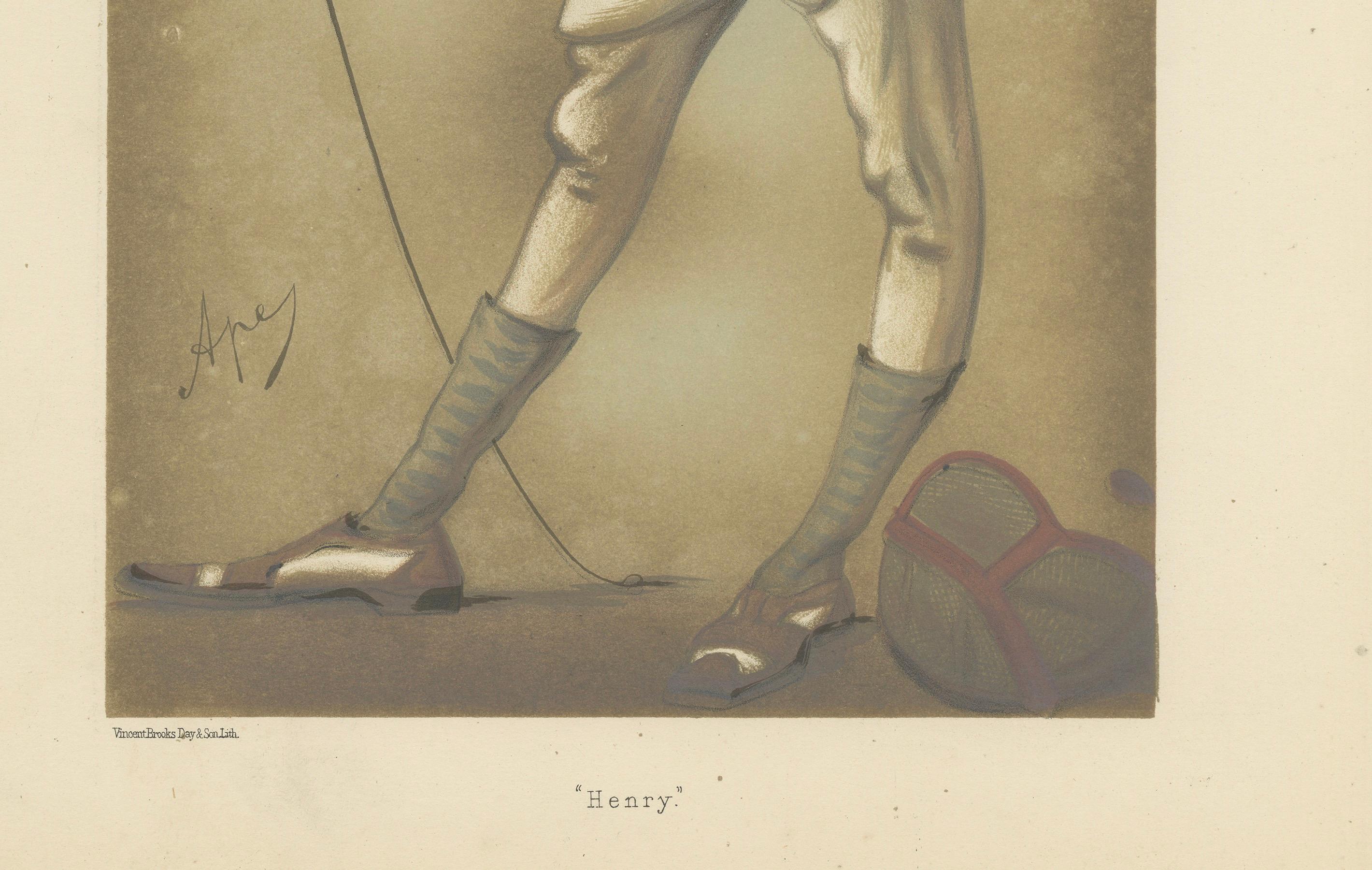Elegante Verteidigung: 'Henry' im Fechtornat, Vanity Fair 1880 von 'Ape' im Zustand „Gut“ im Angebot in Langweer, NL