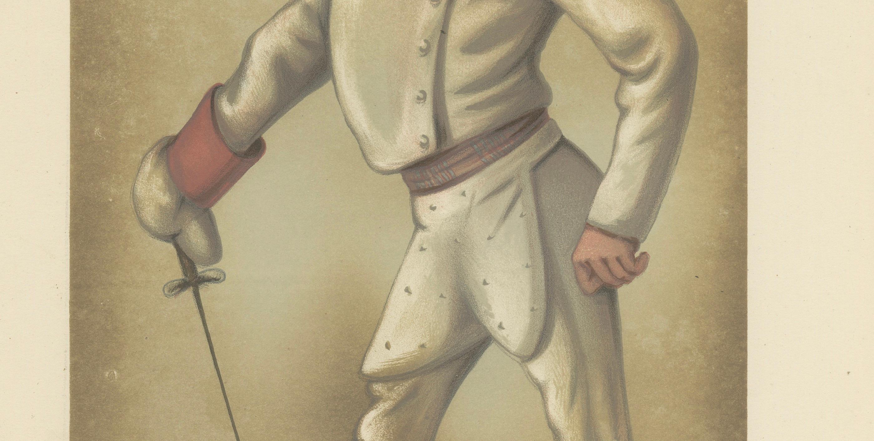 Elegante Verteidigung: 'Henry' im Fechtornat, Vanity Fair 1880 von 'Ape' (Spätes 19. Jahrhundert) im Angebot