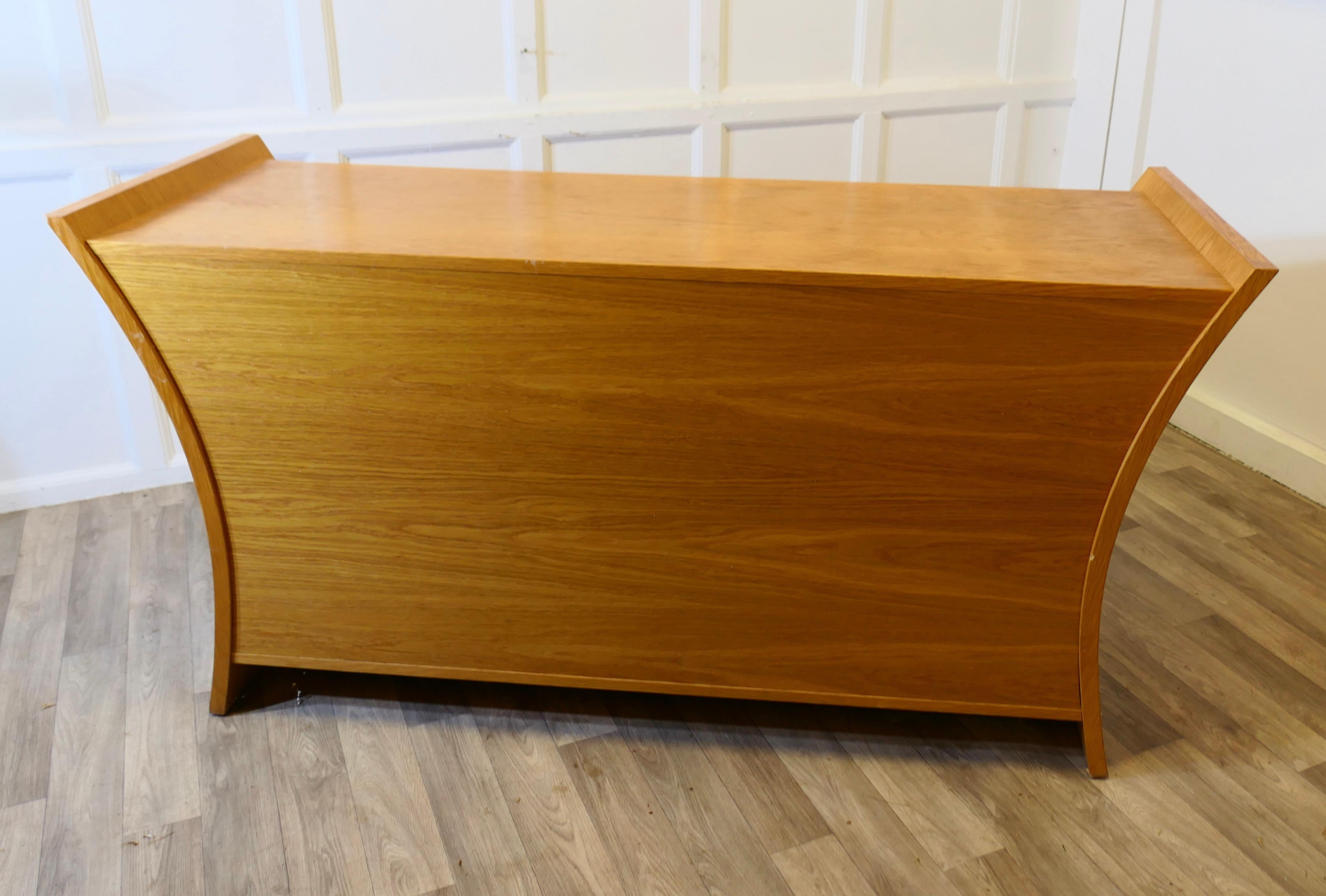 Elegant Designer 3 Door Sideboard in Golden Oak For Sale 4