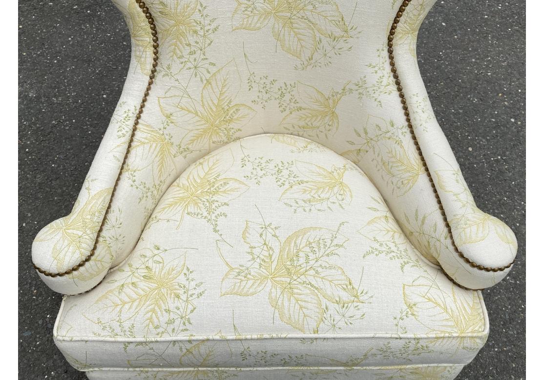 Elegant Designer Shaped Upholstered Wing Chair By Tomlinson/ Erwin-Lambeth For Sale 1
