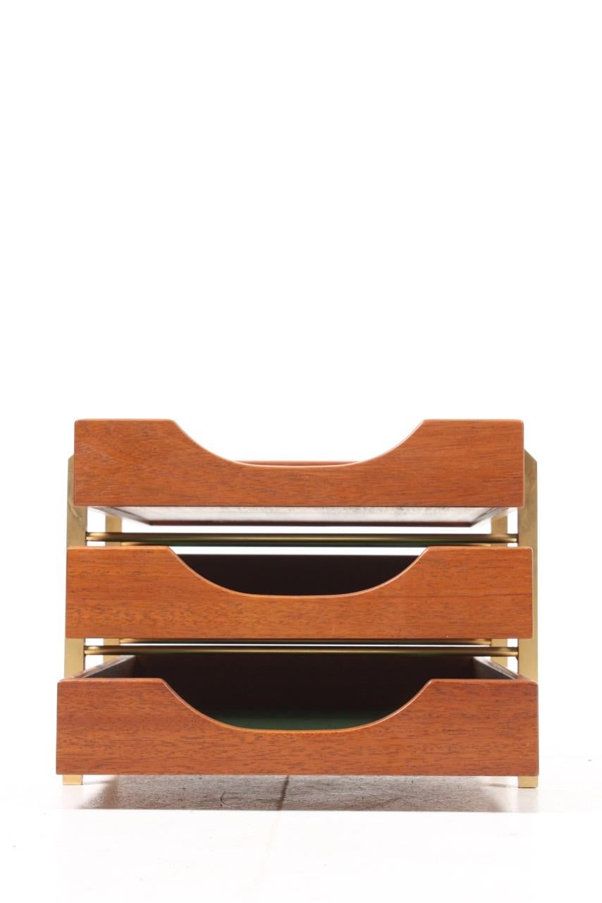 Desktop organizer in solid mahogany. Great quality with fine details. Made in Denmark in the 1960s.