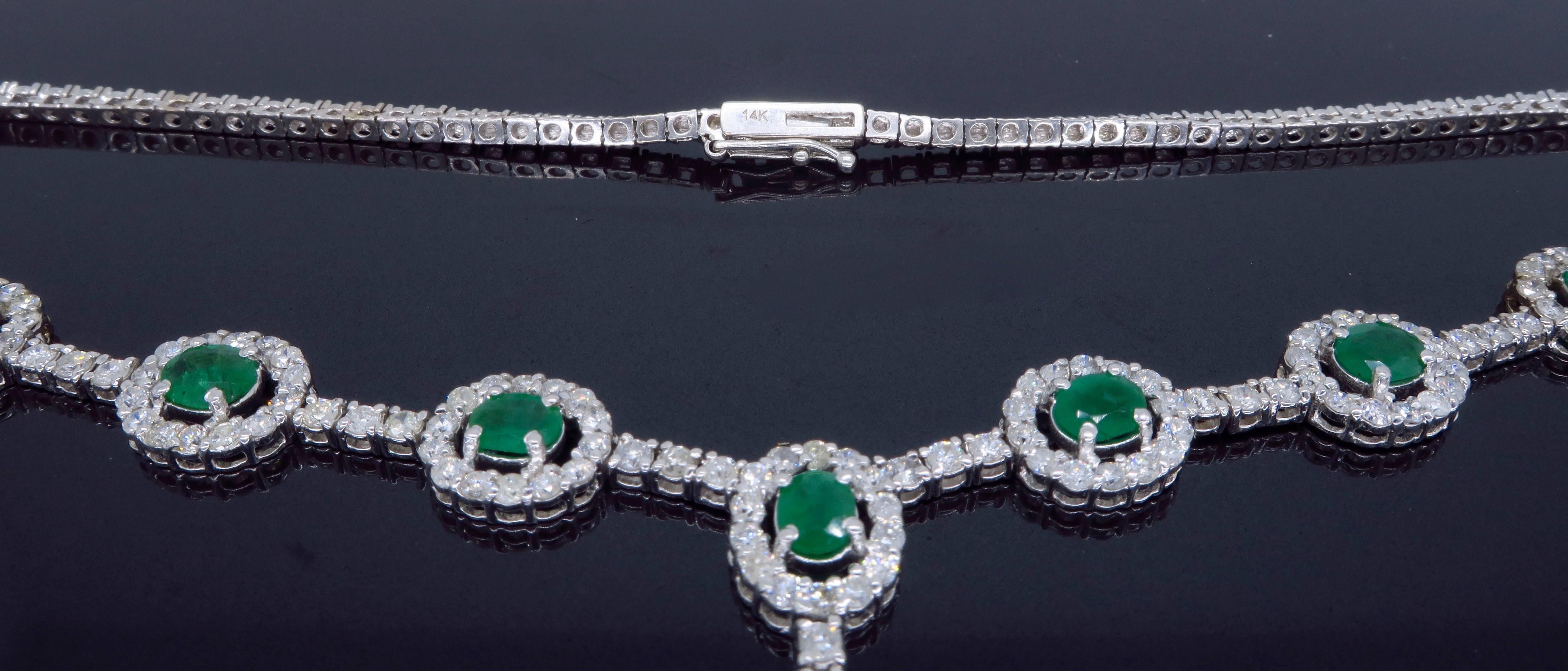 Women's Elegant Diamond and Emerald Drop Necklace