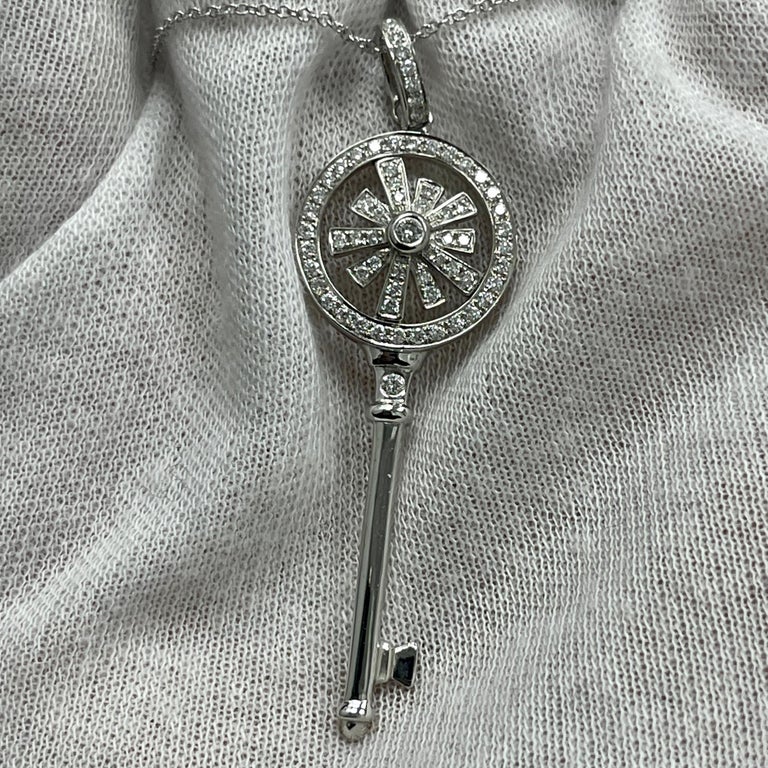 Library Diamond Key Elegant Diamond and Gold Key Pendant For Sale at 1stDibs