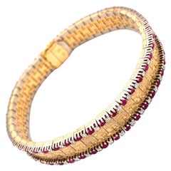 Elegant Diamond and Ruby Bracelet in 18 Karat Yellow and White Gold