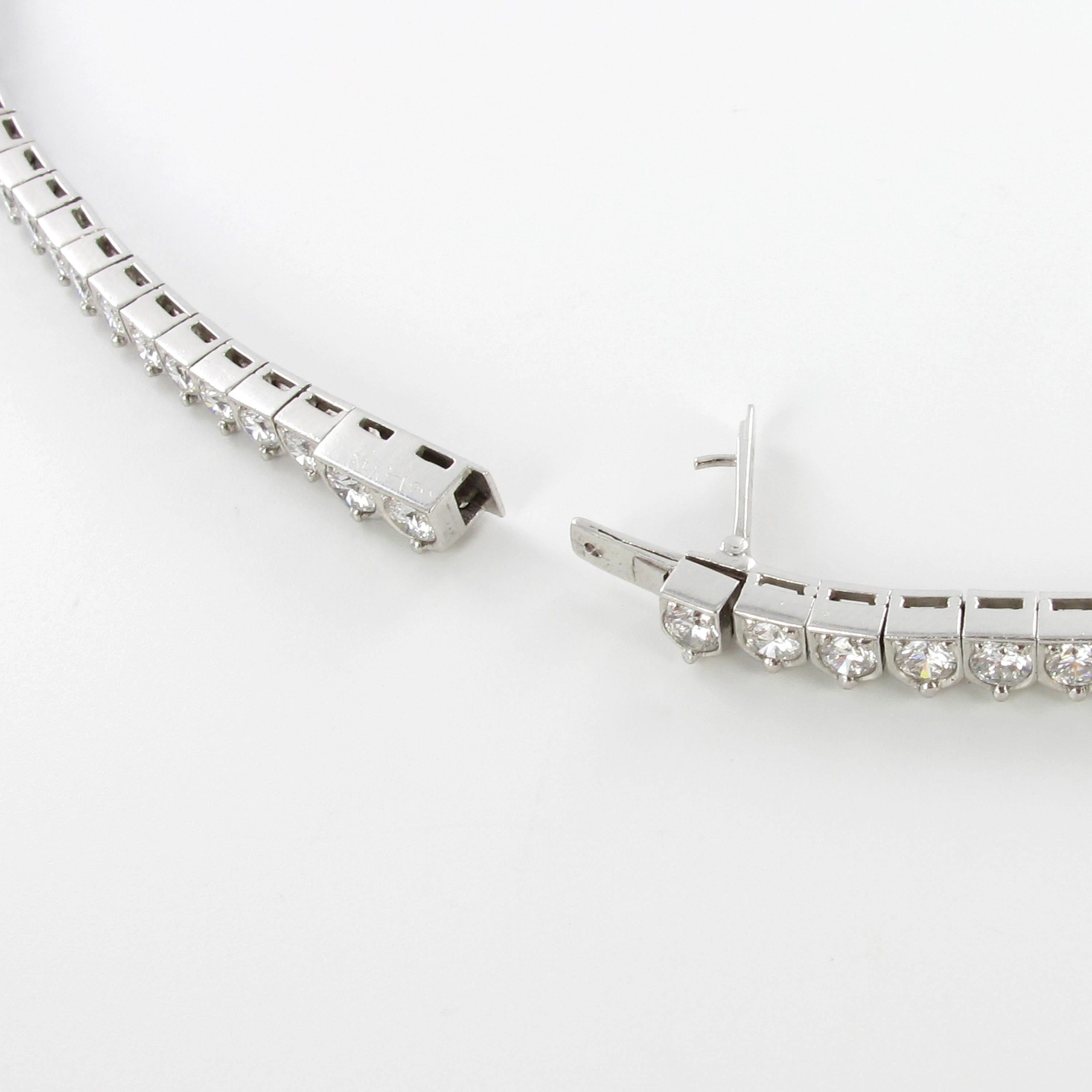 Elegant Diamond and Sapphire Necklace in 950 Platinum by Schilling For Sale 1