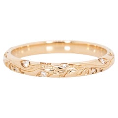 Elegante Anillo de Diamantes en Oro Amarillo de 14 K - Motivo de Enredadera Inspirado en la Naturaleza