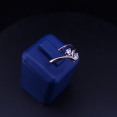 Elegant anneau de contournement en diamant avec deux pierres rondes