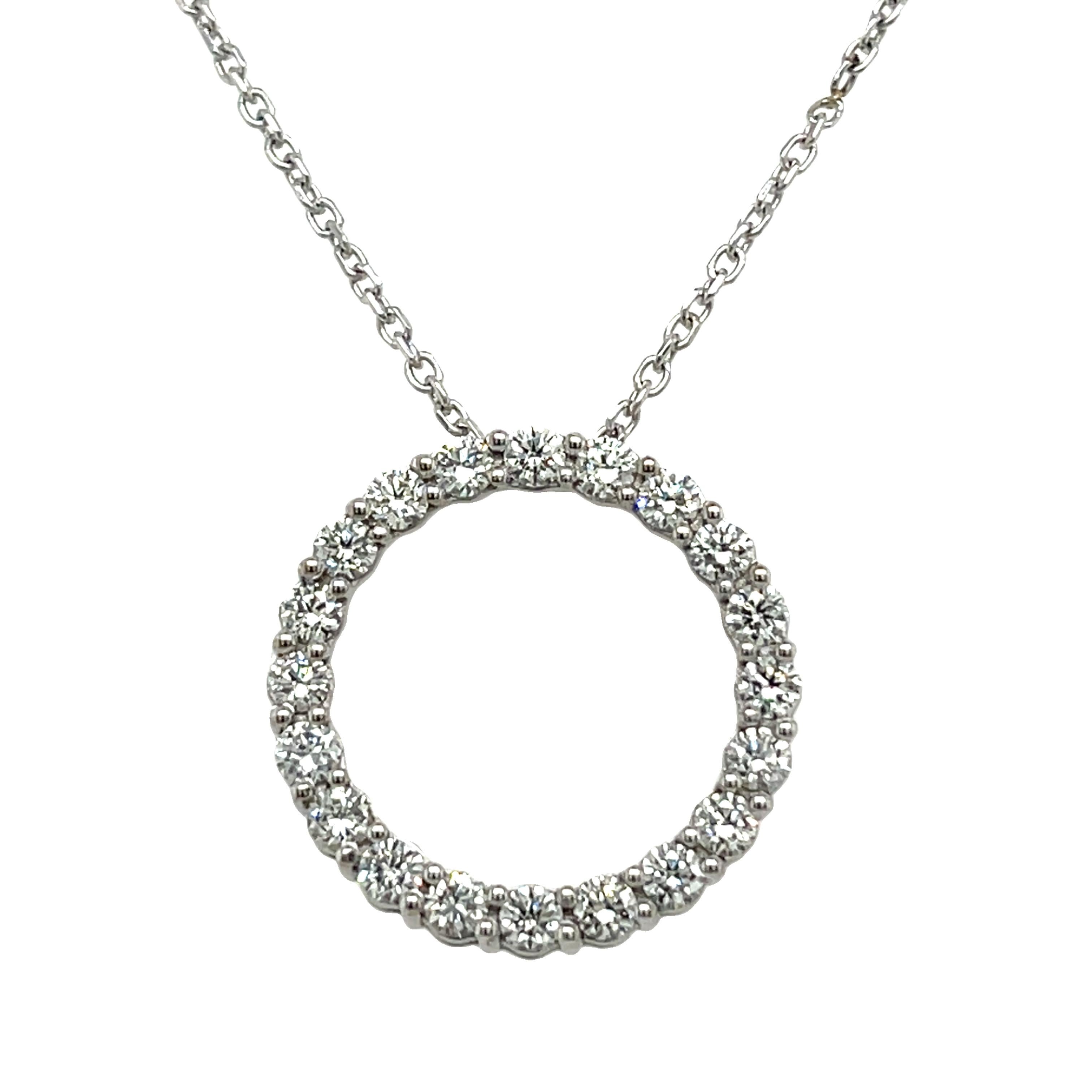 Elegante Colgante Círculo de la Vida de Diamantes en Oro Blanco de 18 ct Corte redondo en venta