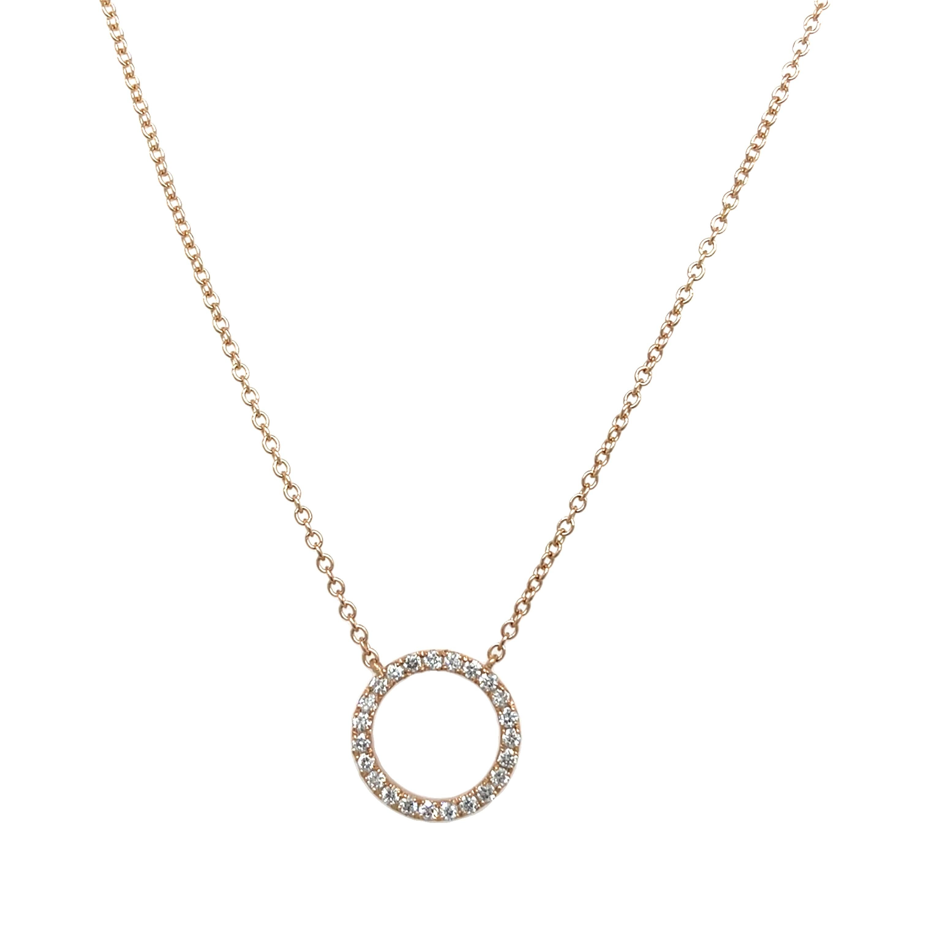 Round Cut Elegant Diamond Circle of Life Pendant Set In 9ct Rose Gold For Sale