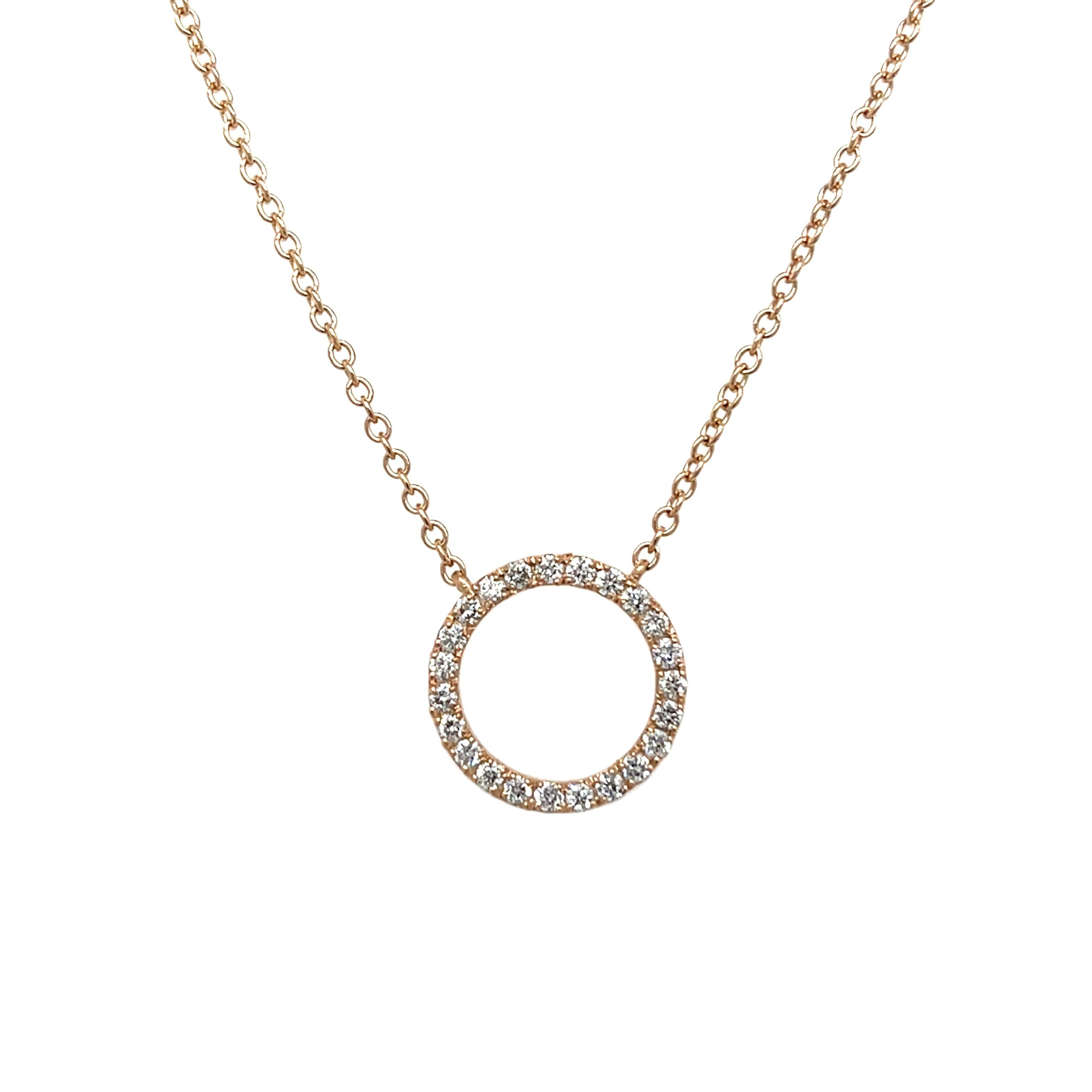 Elegant Diamond Circle of Life Pendant Set In 9ct Rose Gold In New Condition For Sale In London, GB