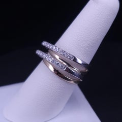 Elegant Diamond Crossover Ring in 14K White & Yellow Gold