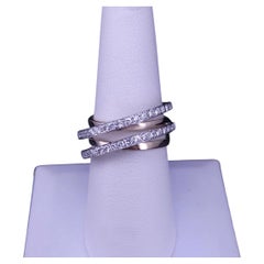 Elegant Diamond Crossover Ring in 14K White & Yellow Gold