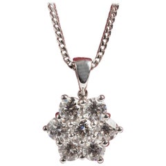 Elegant Diamond Daisy Cluster Pendant, 18 Karat White Gold, 2.15 Carat