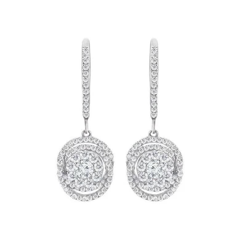 Elegantes Pendientes Colgantes de Diamantes para Ella Oro Blanco 14k
