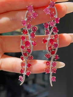 Elegant Diamond Drop Spinel Earrings in 18K White Gold