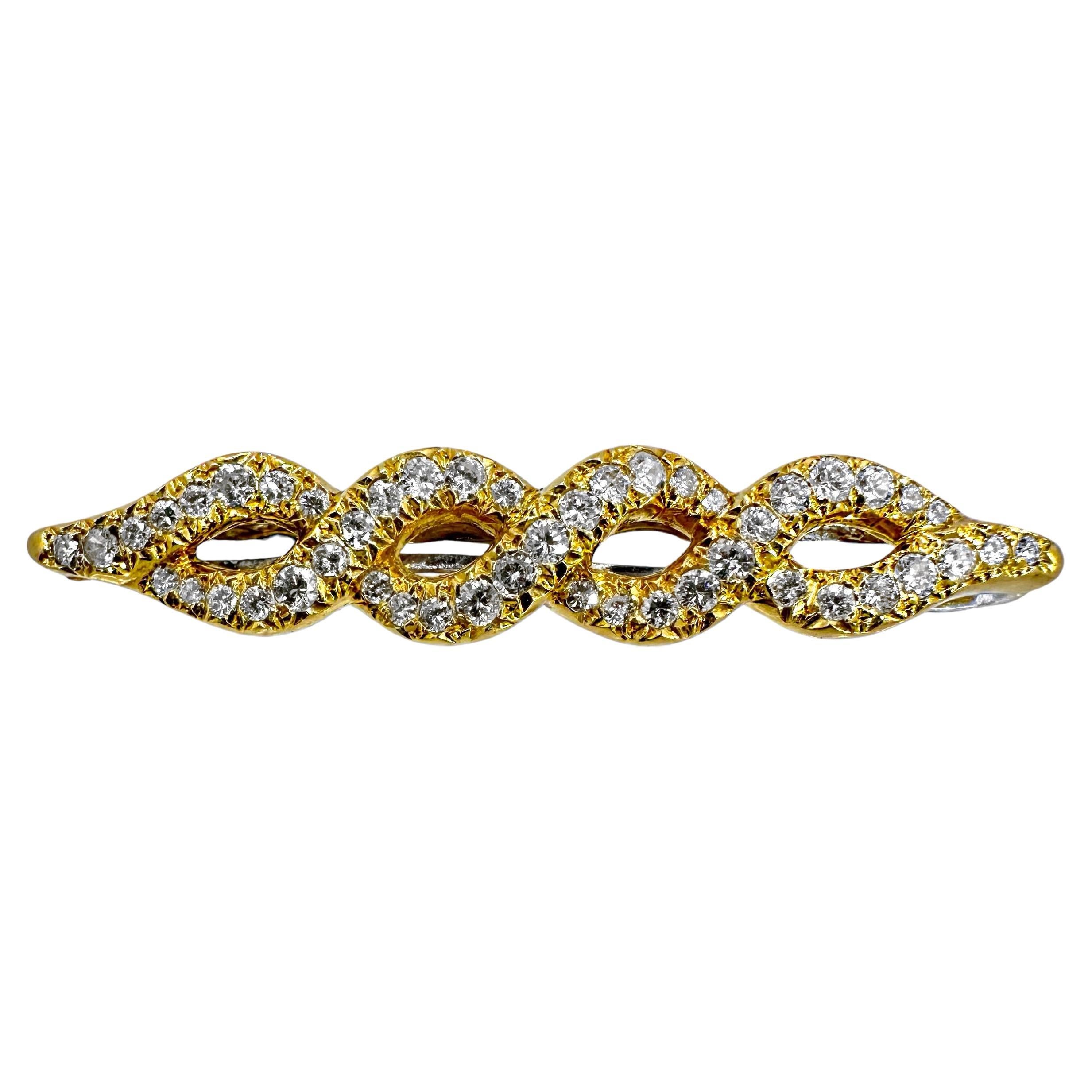 Modern Elegant Diamond Encrusted French Van Cleef & Arpels Hair Barrette in Yellow Gold