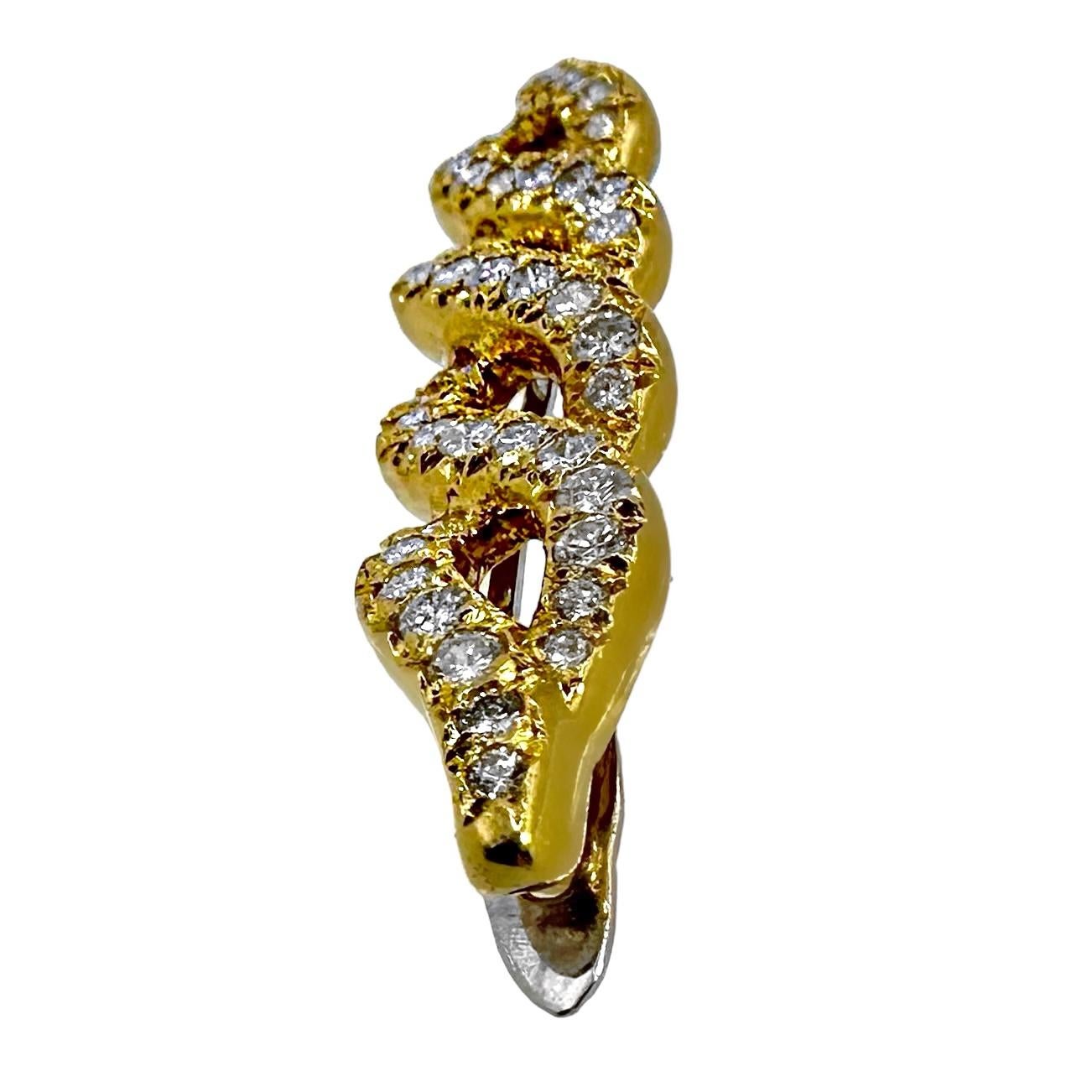 Brilliant Cut Elegant Diamond Encrusted French Van Cleef & Arpels Hair Barrette in Yellow Gold