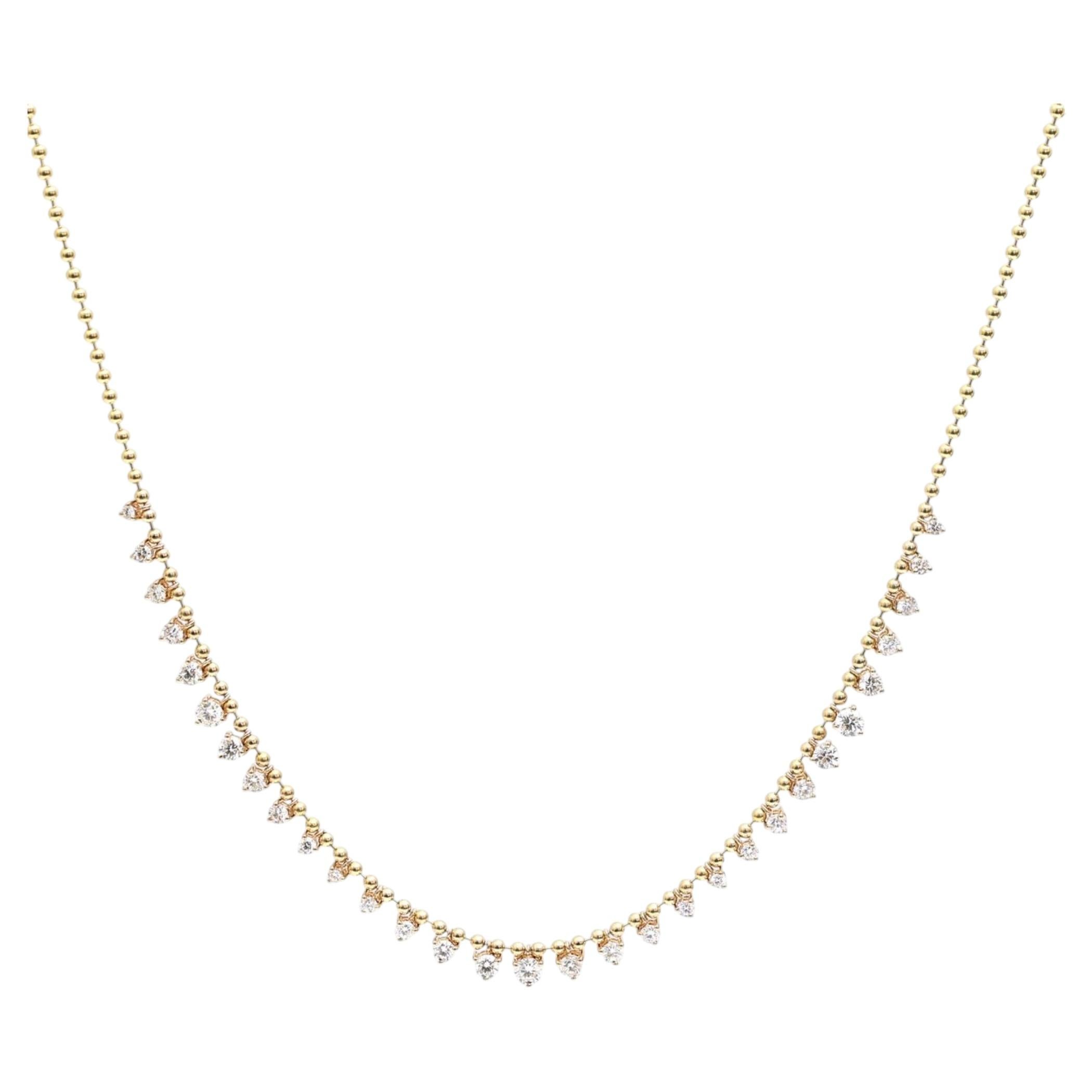 Elegant Diamond Fringe 14K (18K Custom) Yellow Gold Necklace