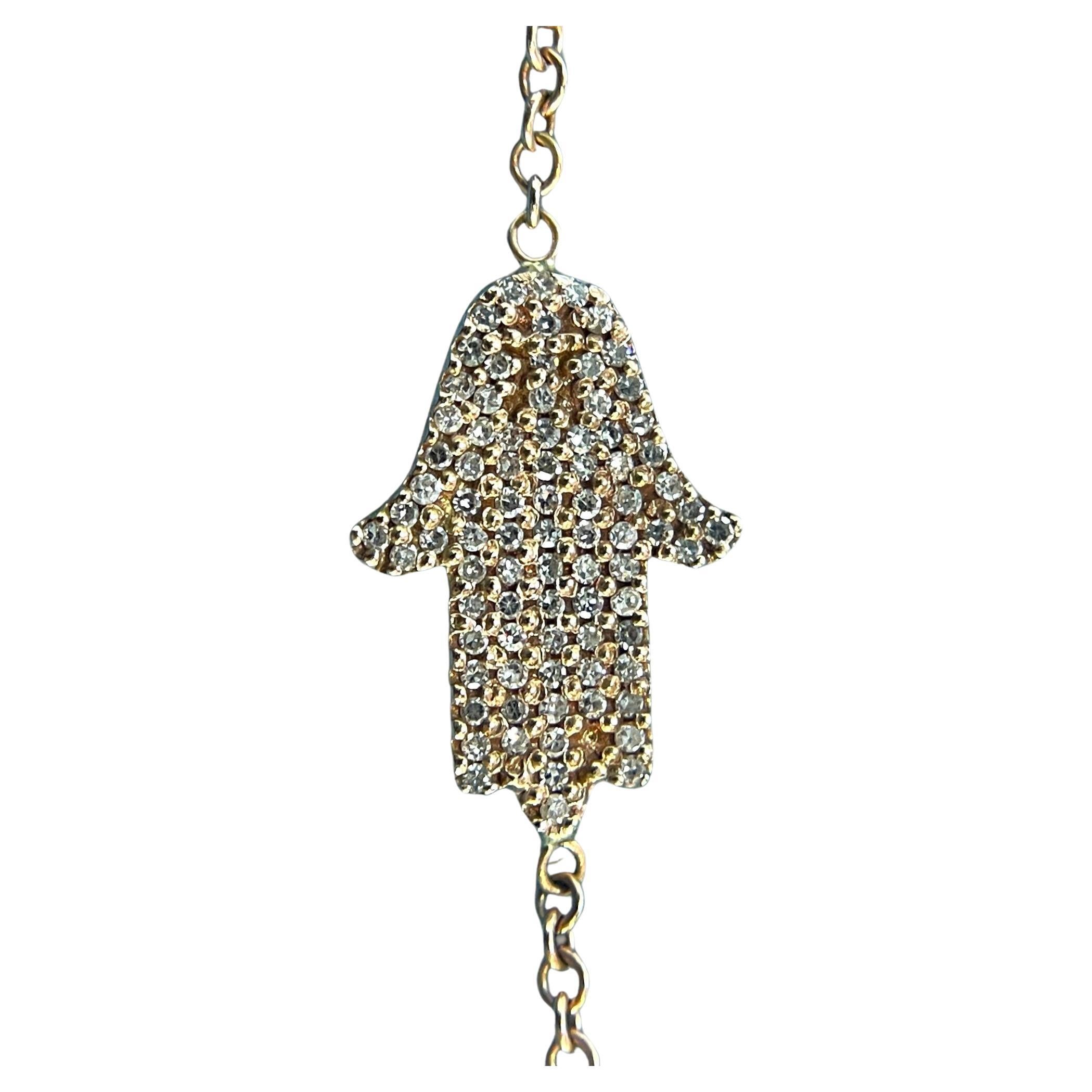 Elegant Diamond Hamsa Bracelet in 14K Rose Gold