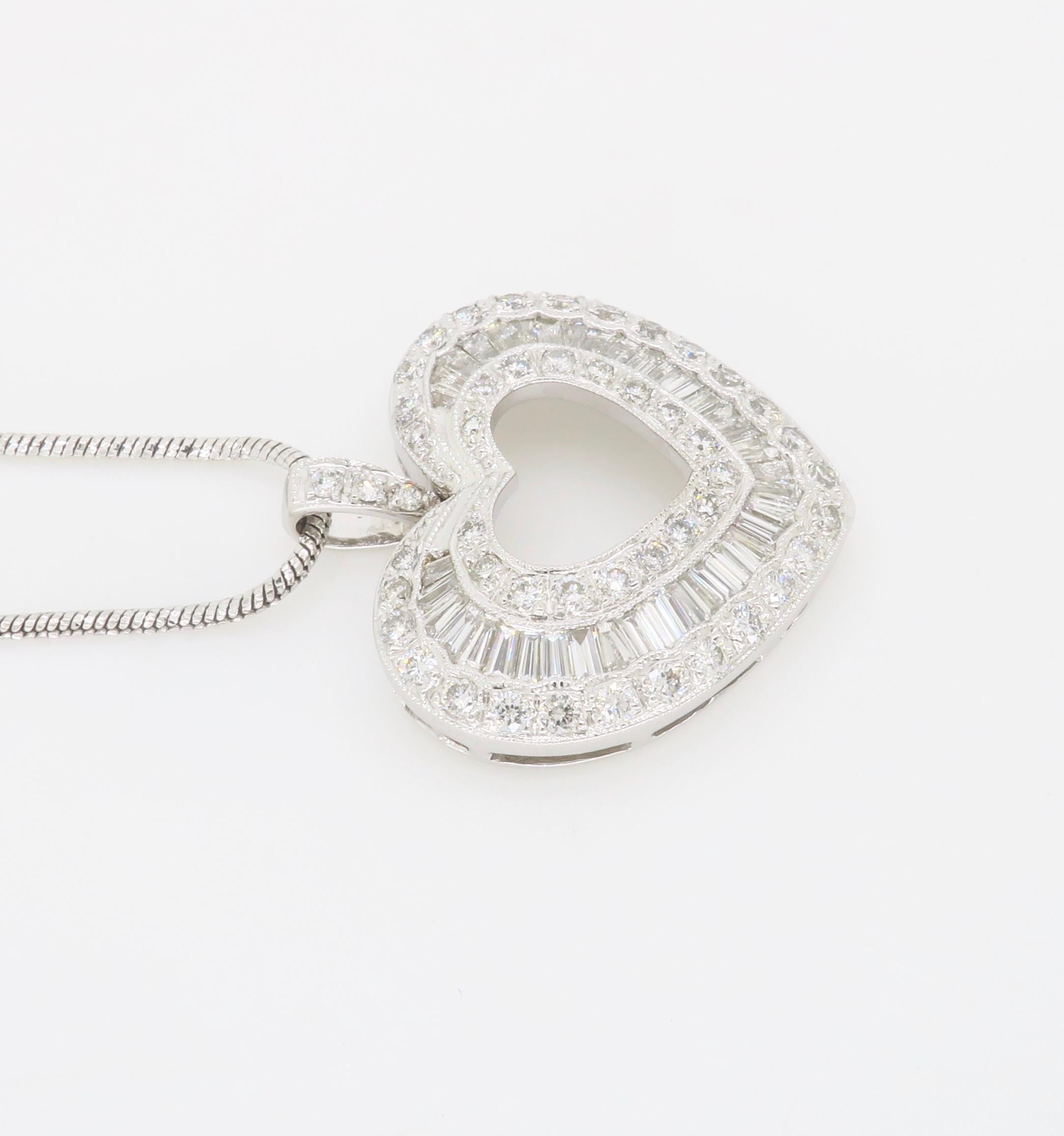 Round Cut Elegant Diamond Heart Necklace Made with 1.50CTW of Diamonds