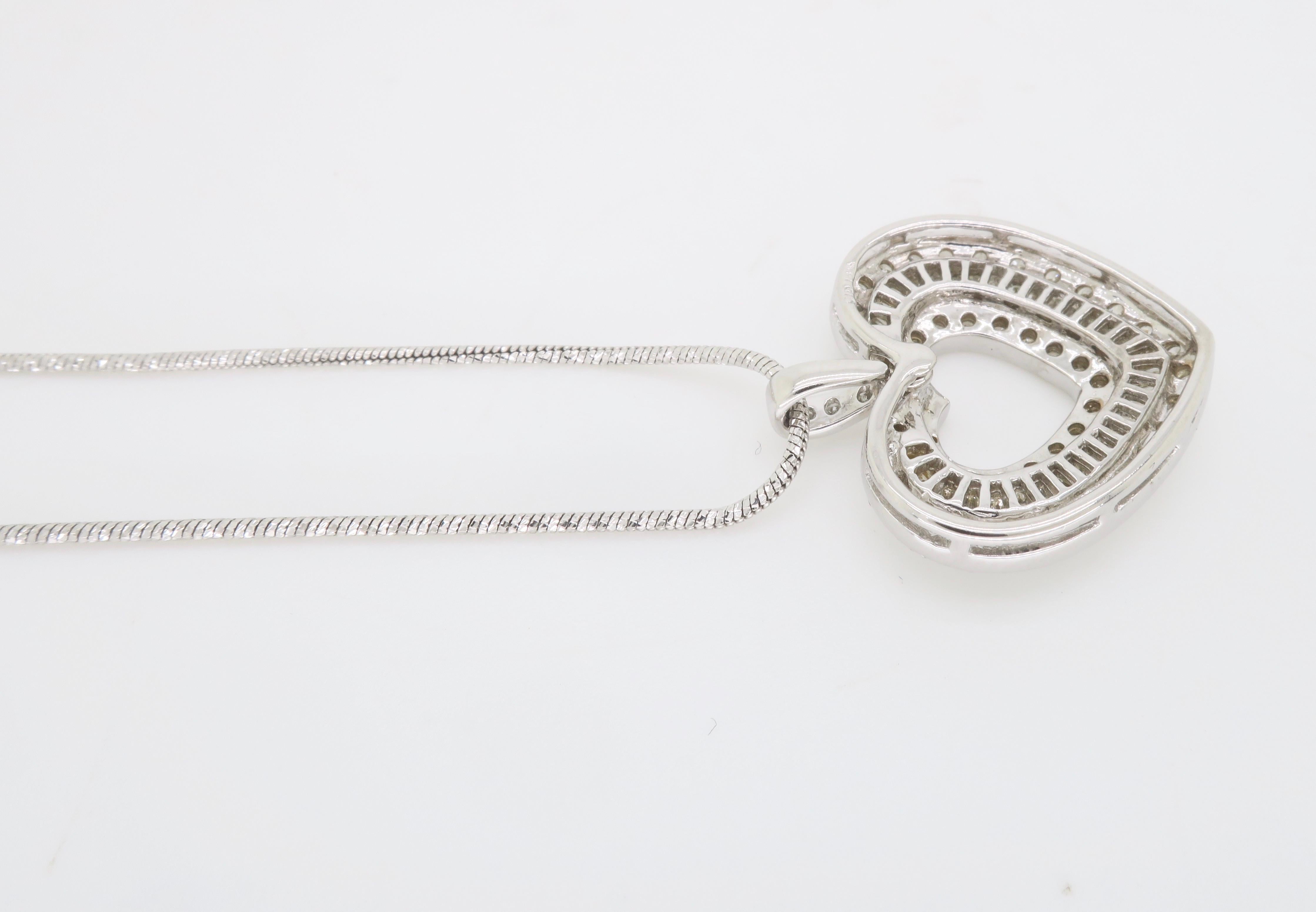 Elegant Diamond Heart Necklace Made with 1.50CTW of Diamonds In Excellent Condition In Webster, NY