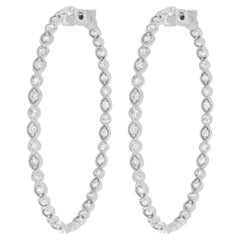 Elegant Diamond Hoop in White Gold Earrings