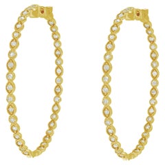 Elegant Diamond Hoop in Yellow Gold Earrings