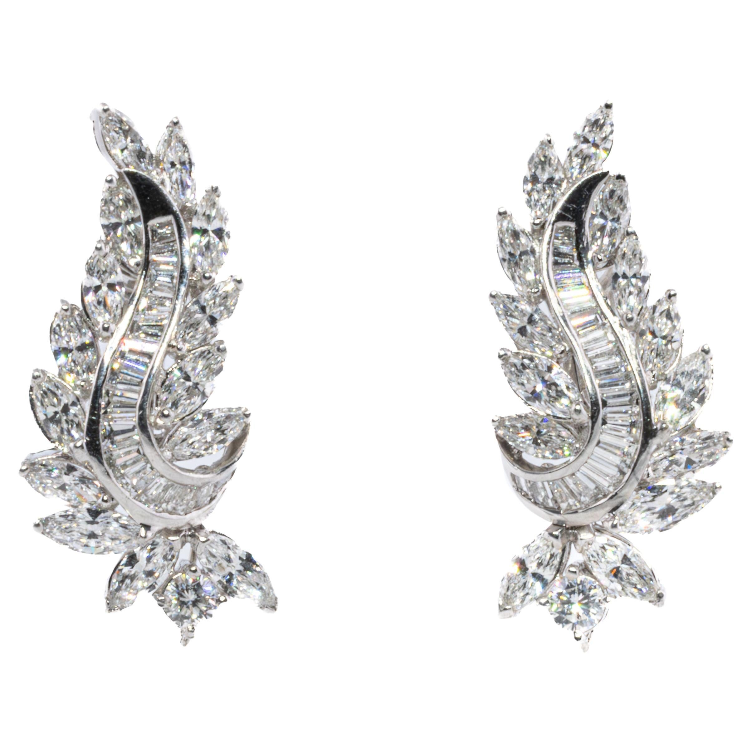 Elegant Diamond Leaf Motif Earrings