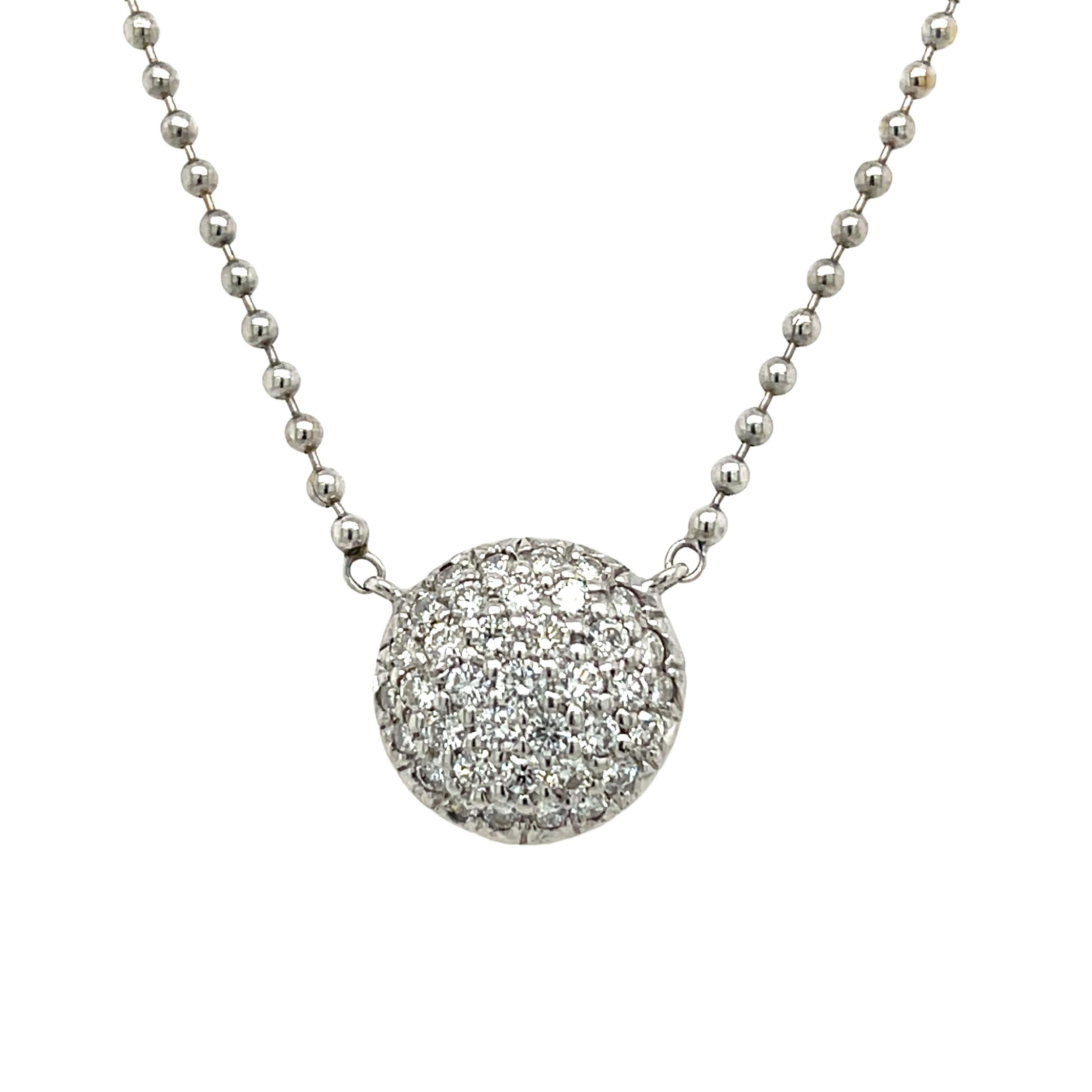 Elegante ciondolo con diamante incastonato in oro bianco 14 ct. In condizioni ottime in vendita a London, GB