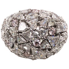 Elegant Diamond Platinum Dome Ring 5.79 Carat
