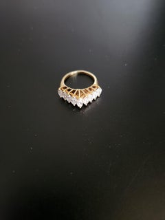 Natural Diamond Pyramid Ring Wedding Band High Profile