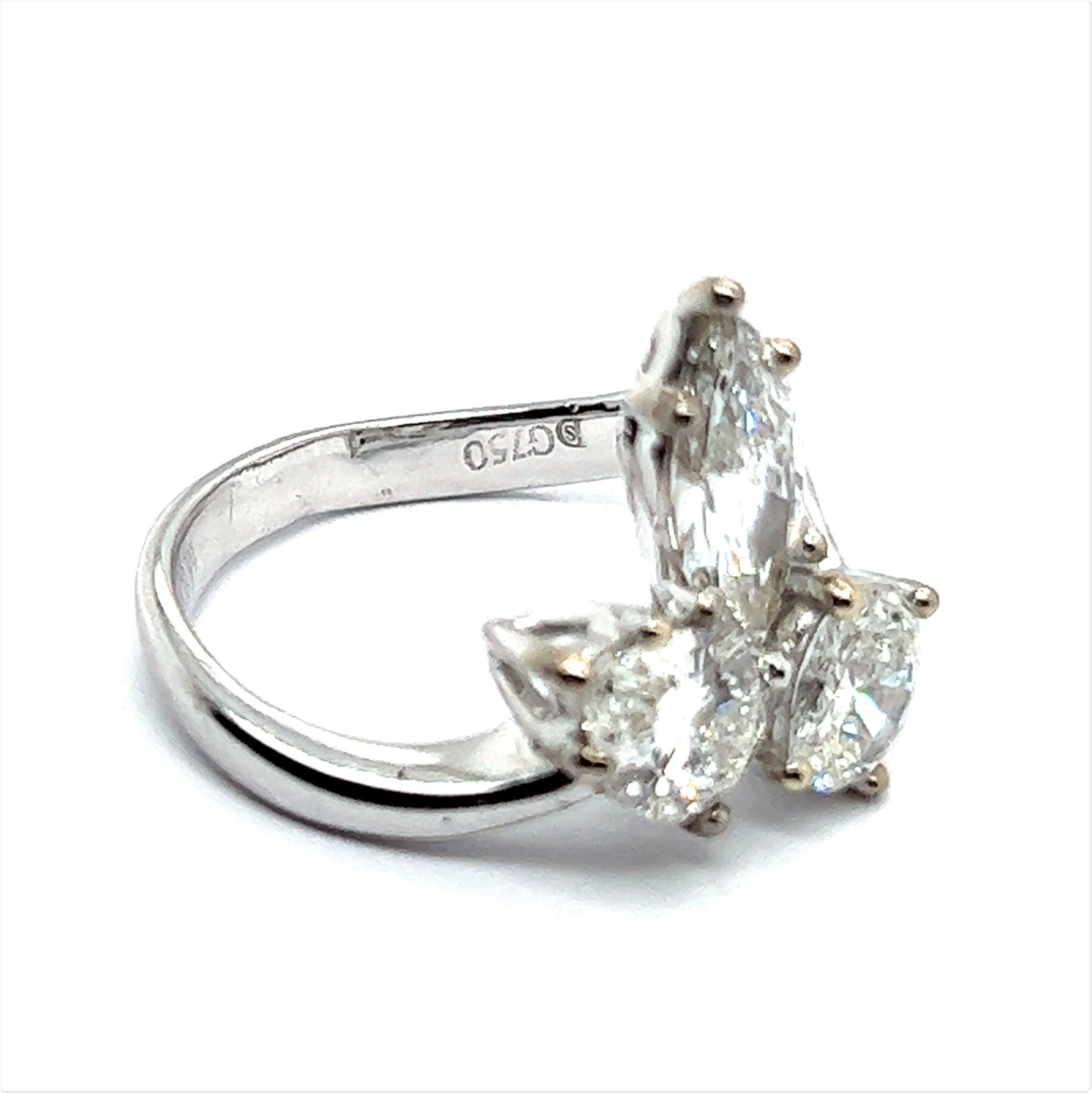 Marquise Cut Elegant Diamond Ring in 18 Karat White Gold For Sale