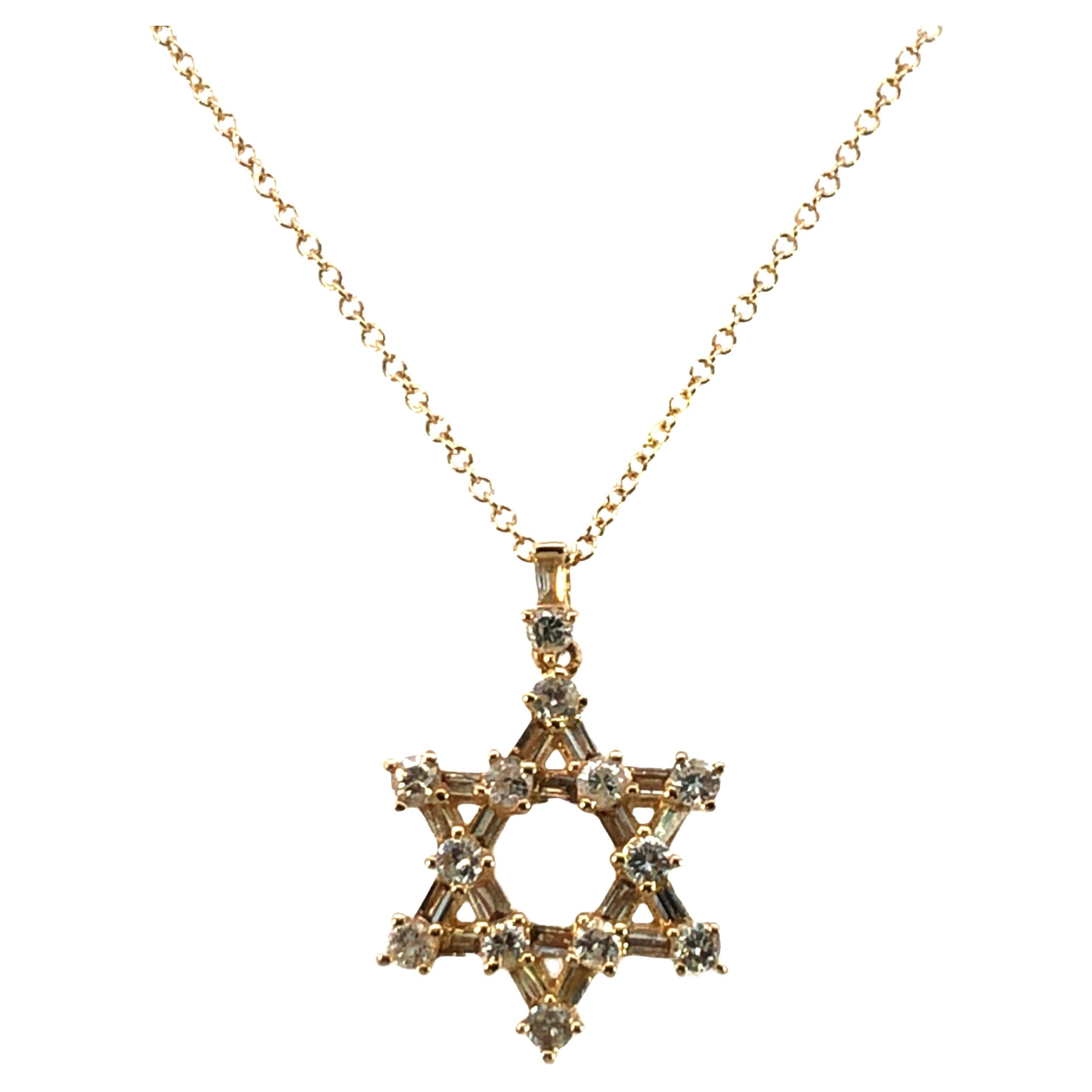 Elegant Diamond Star of David Pendant Necklace in 14k Yellow Gold