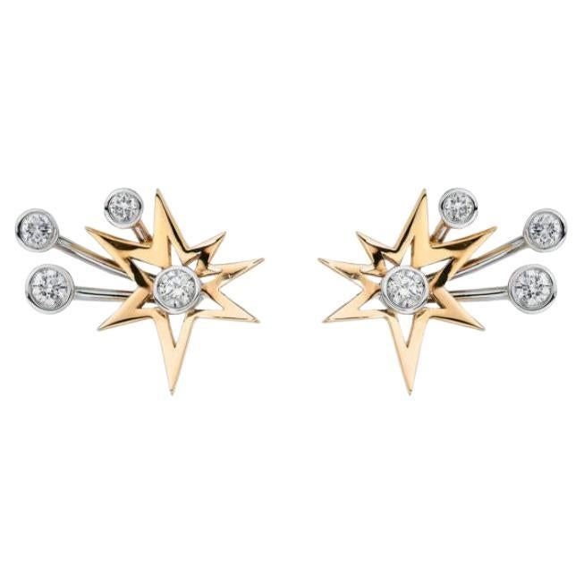 Elegant Diamond Stud Earrings – 18K White and Yellow Gold Statement Jewelry