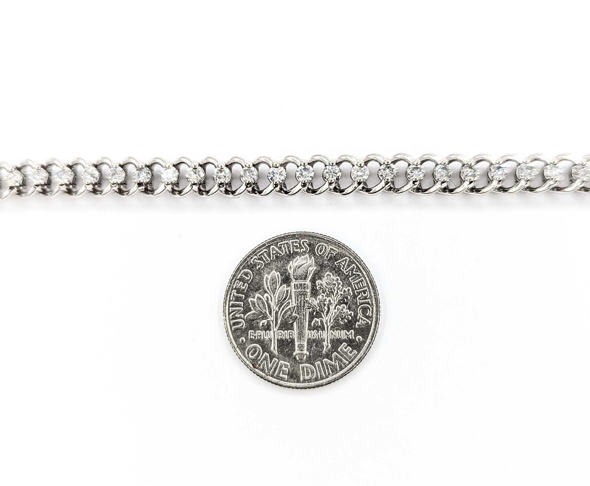 Contemporary Elegant Diamond Tennis Bracelet in 14k White Gold For Sale