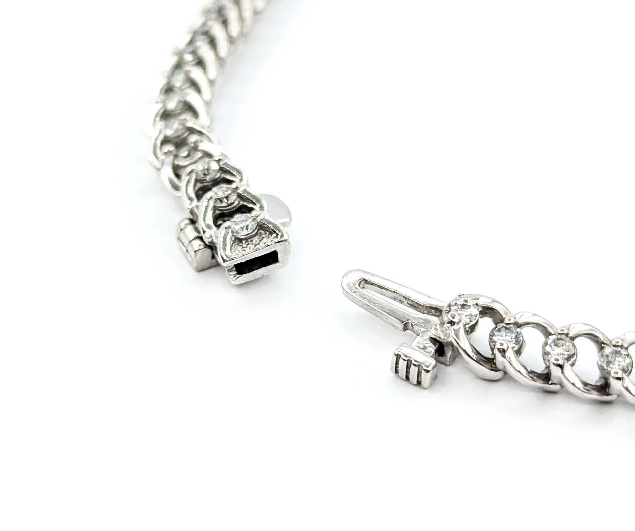 Round Cut Elegant Diamond Tennis Bracelet in 14k White Gold For Sale