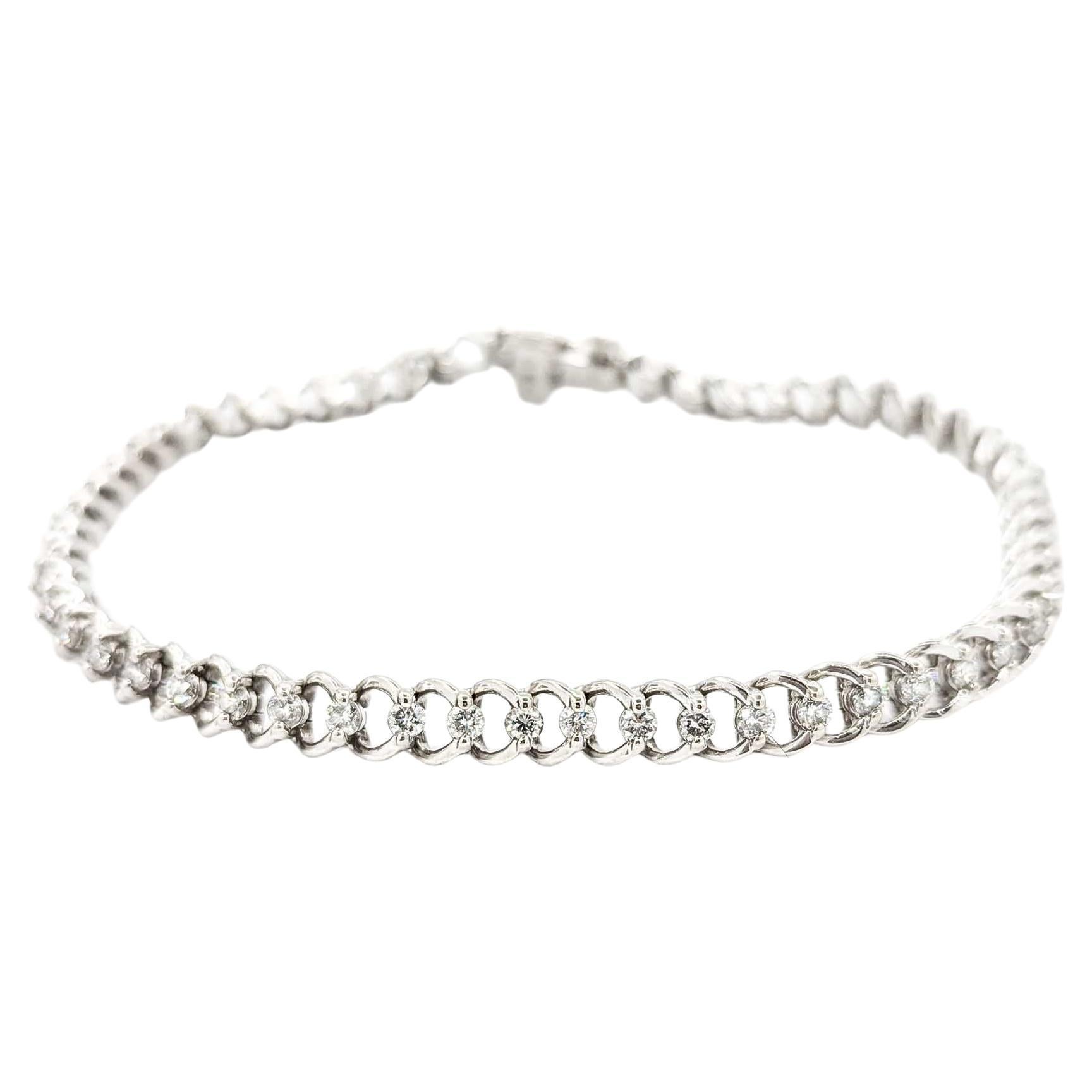 Elegant Diamond Tennis Bracelet in 14k White Gold For Sale