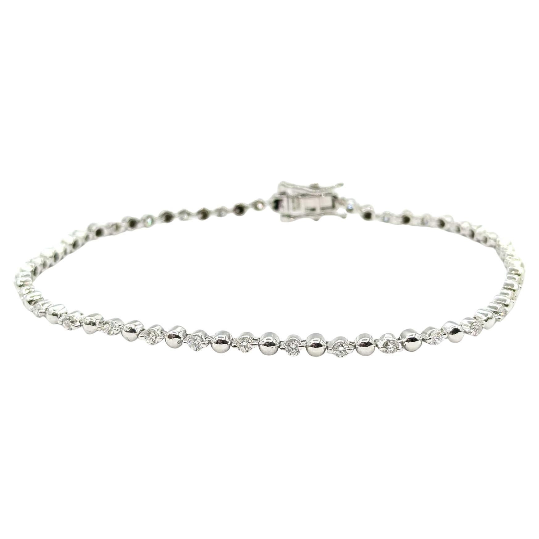 Bracciale Tennis Eleg con diamanti in oro bianco 14 carati in vendita