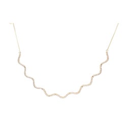 Elegant Diamond Wave 18K Yellow Gold Necklace