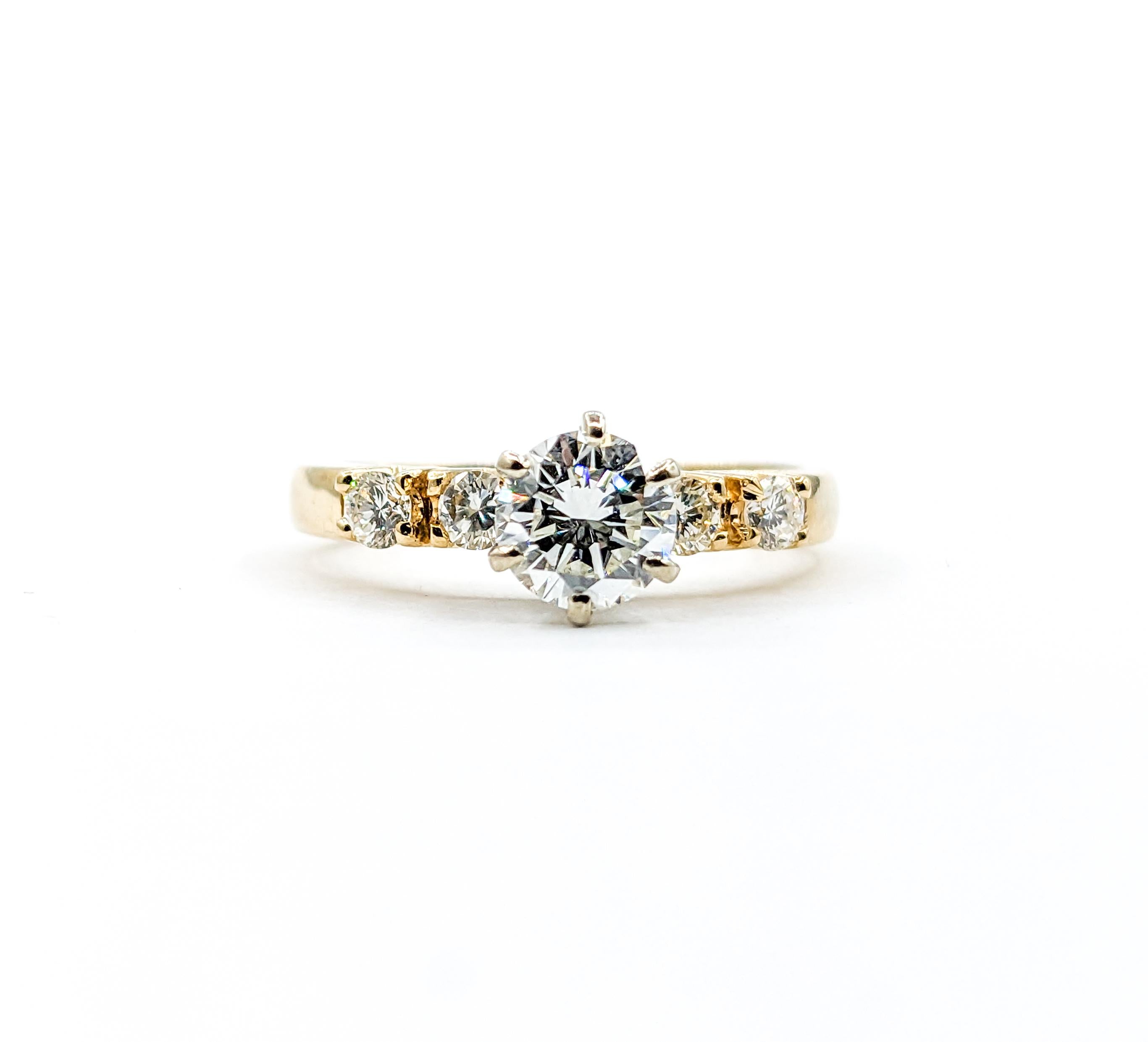Eleganter Diamant-Hochzeitsring aus Gelbgold mit Diamanten im Angebot 5