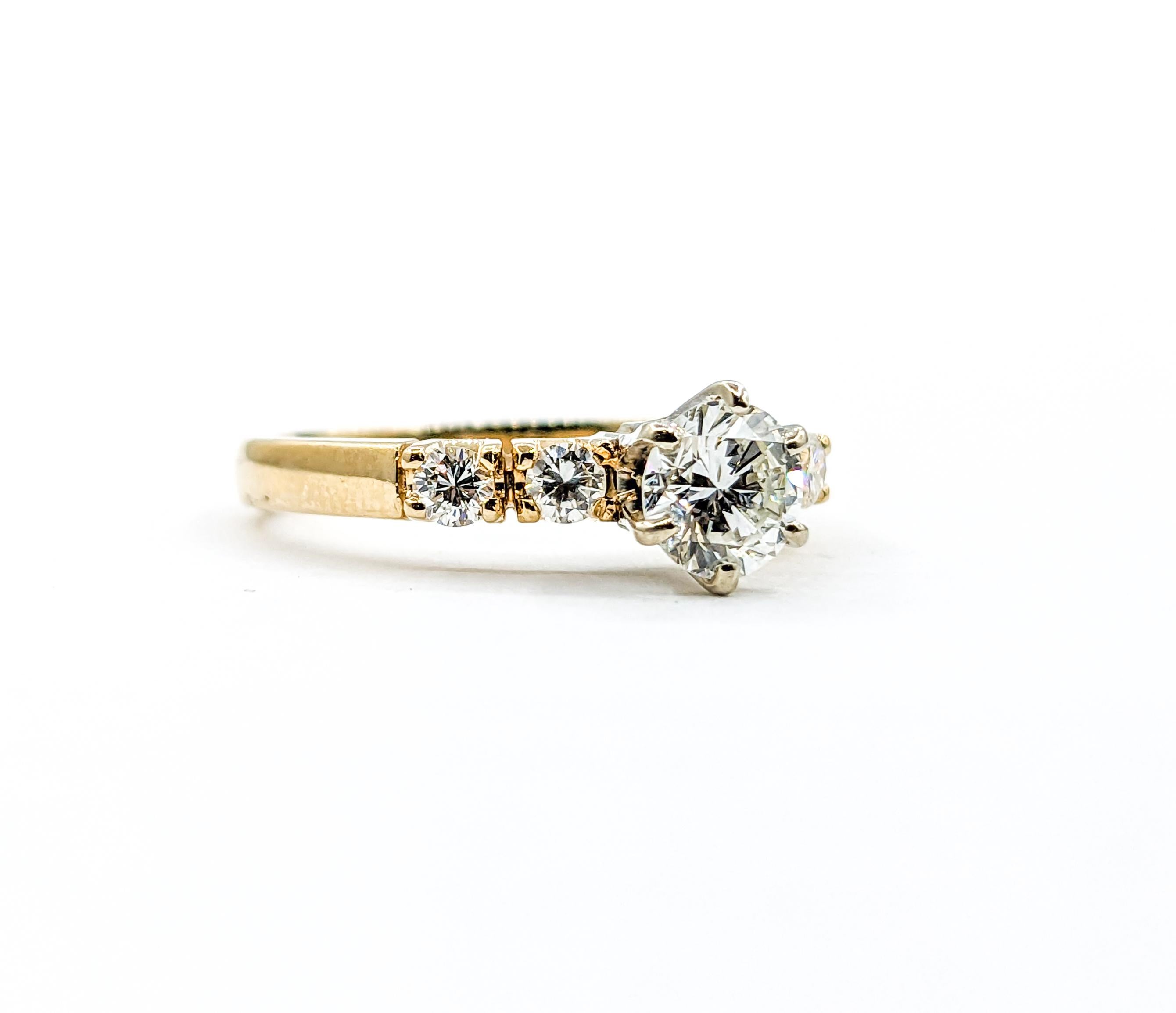 Eleganter Diamant-Hochzeitsring aus Gelbgold mit Diamanten im Angebot 3