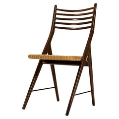 Used Elegant Dining- or Side Chair in Teak and Wicker, Italy 1970s
