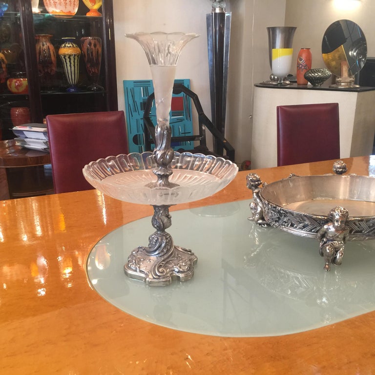 Mid-20th Century Elegant Dining Table Art Deco 1930 with Light for 8 or 10 People For Sale
