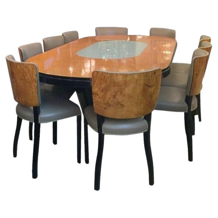 Elegant Dining Table Art Deco 1930 "with Light" for 8 or 10 People For Sale