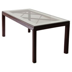 Table de salle à manger élégante avec plateau en verre miroir