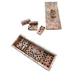 Retro Elegant Domino Set and Case in Rare Pink Marble