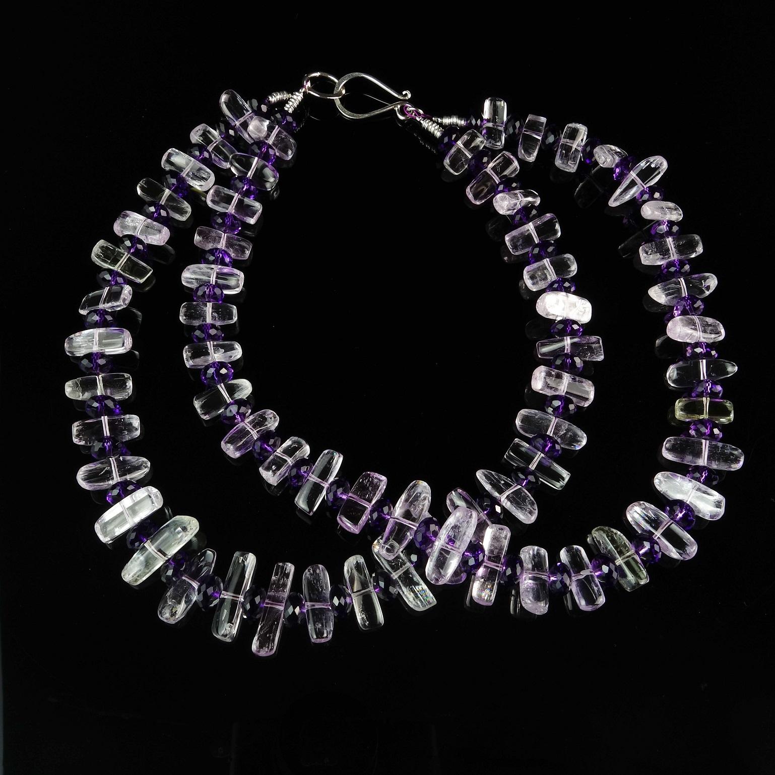 Bead AJD Double Strand Necklace of Kunzite and Amethyst