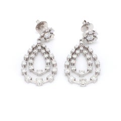 Elegant Double Teardrop Diamond Drop Earrings in 18K White Gold – 3.46 Carats